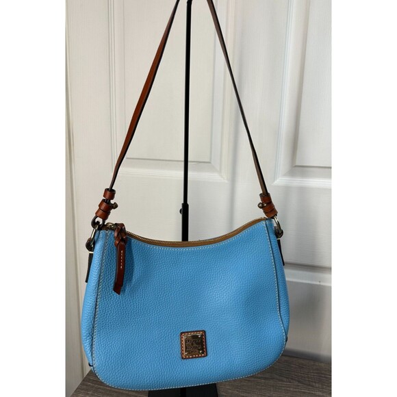 Dooney and Bourke Hobo  Shoulder Bag Turquoise Authentic Pebble Leather - Picture 1 of 9